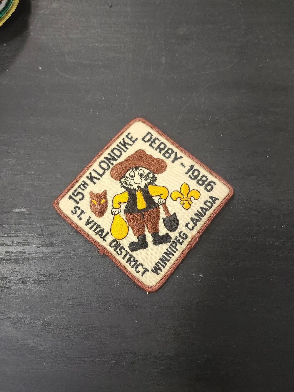 1986 Klondike Derby Patch St Vital District Scout Winnipeg Canada BSA Gold Miner